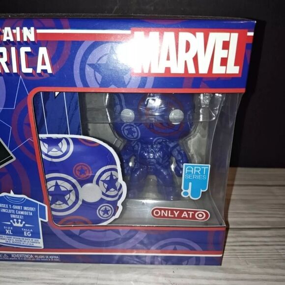 Funko POP Tee Marvel Exclusive Art Series T-Shirt XL Bobble Head Captain America - Picture 4 of 8